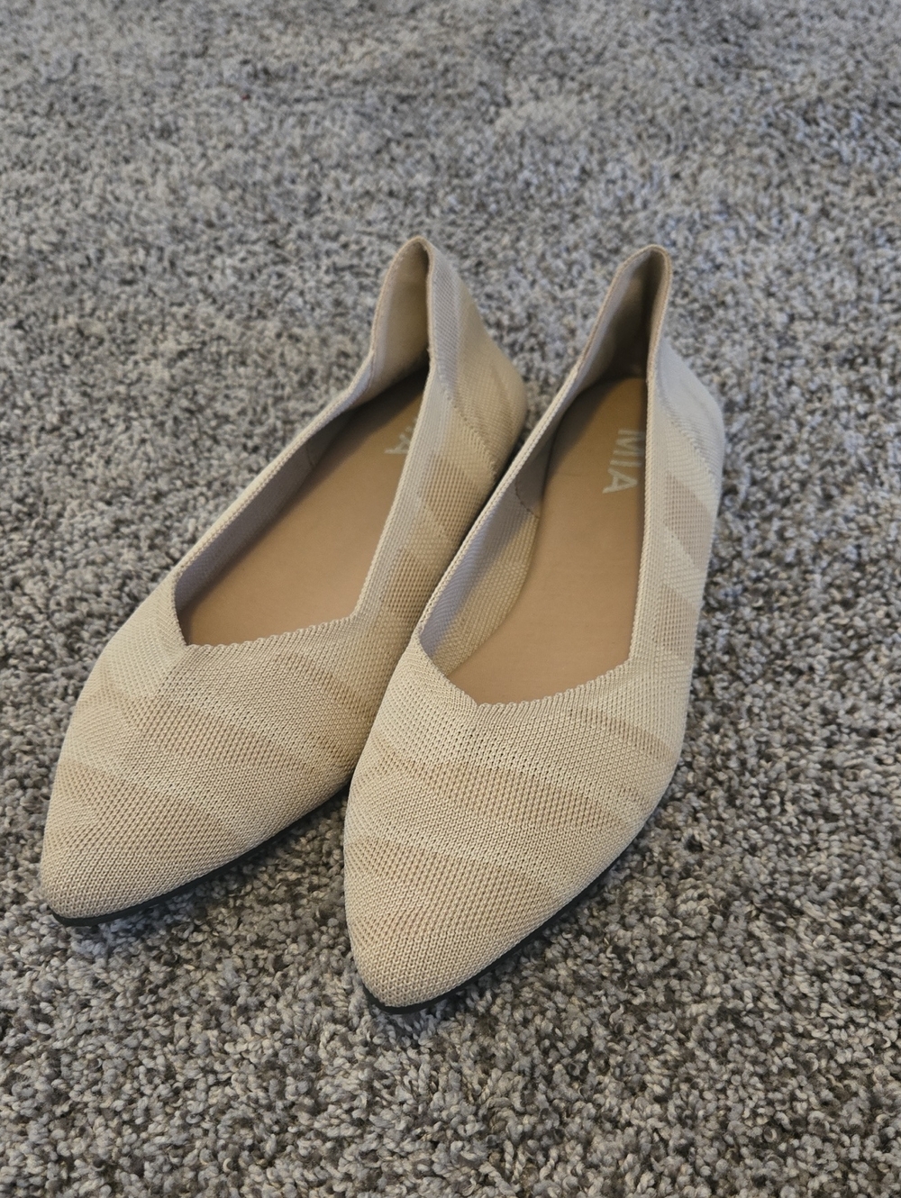 MIA Pointed Knit Ballet Flats - Tan